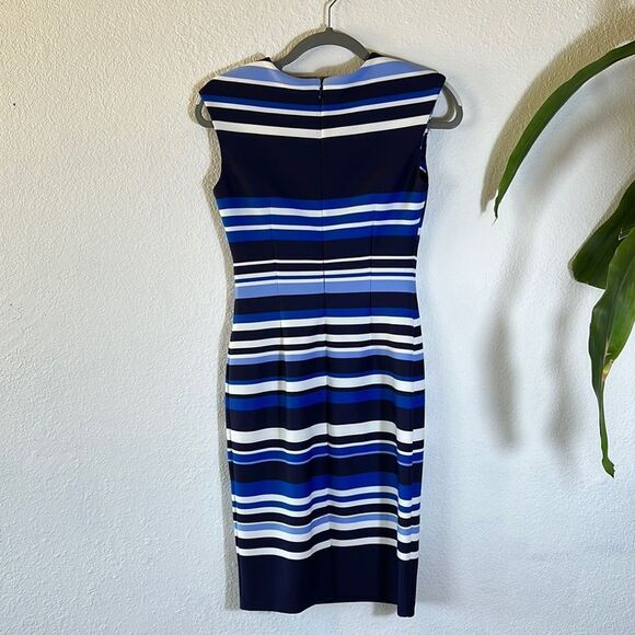Vince Camuto Elegant Striped Blue Dress - Picture 6 of 9